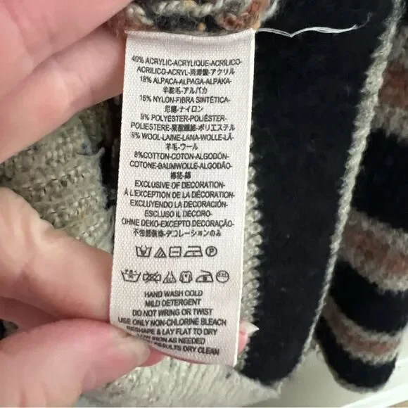 Free people sid striped oversized sweater size M black brown - Picture 7 of 7